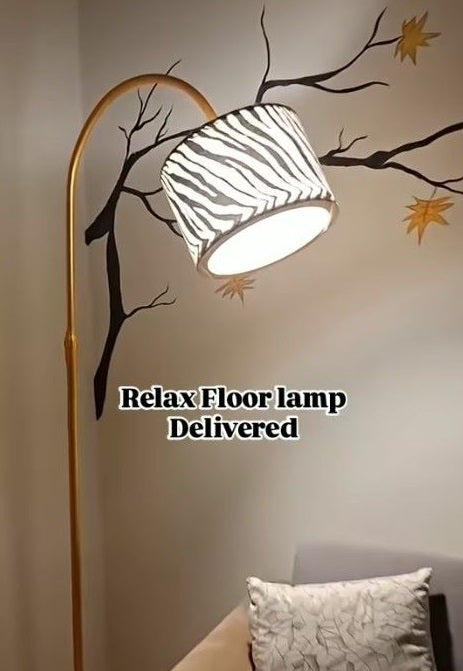 Relax Lamp golden base zebra shade